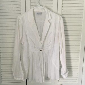 Click by color me cotton white pleated single button blouse